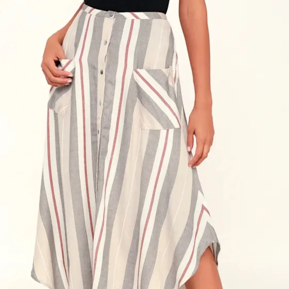 O’Neill Striped Midi Skirt with Button Front Size Large - Picture 12 of 13